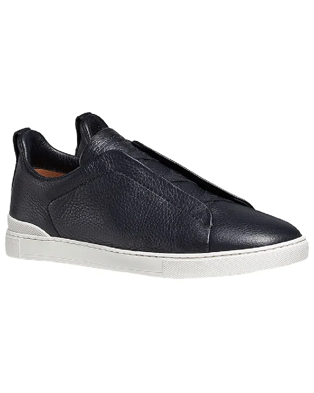 Men's Odor-Resistant Shoes Triple Stitch Sneaker in Navy Deerskin