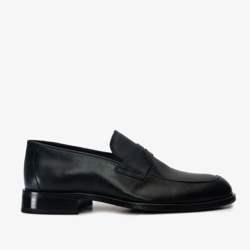 Men's Trendy Shoes The Marinka Black Leather Shoe Penny Loafer Men  Shoe