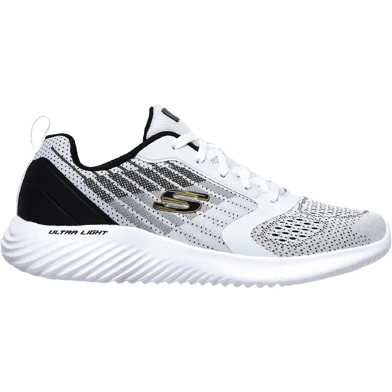 Clearance Sale On Men's Shoes Men's Skechers Bounder Verkona White/Black Knit Fabric