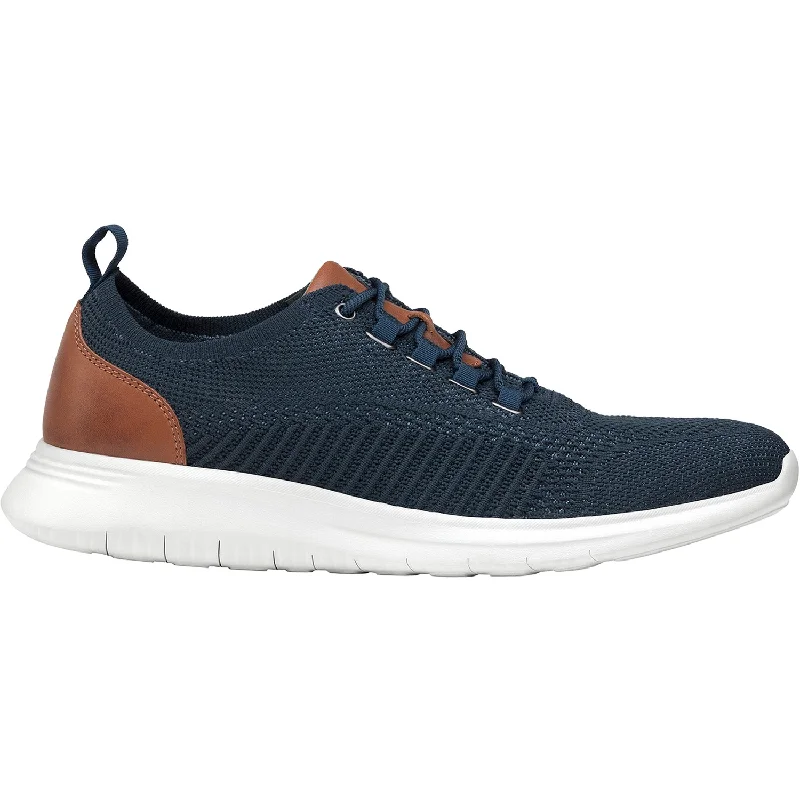 Men's Elegant Shoes Men's Johnston & Murphy Amherst Knit U-Throat Navy Knit Fabric/Leather
