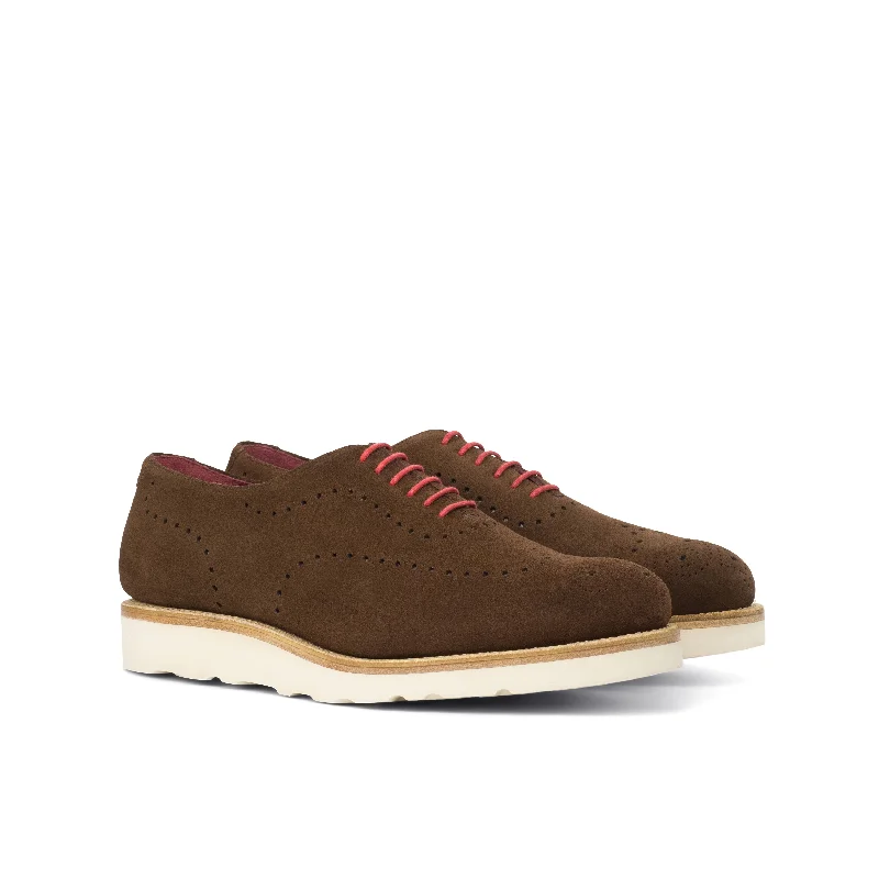 Men's Flexible Sole Shoes DapperFam Giuliano in Med Brown Men's Lux Suede Whole Cut