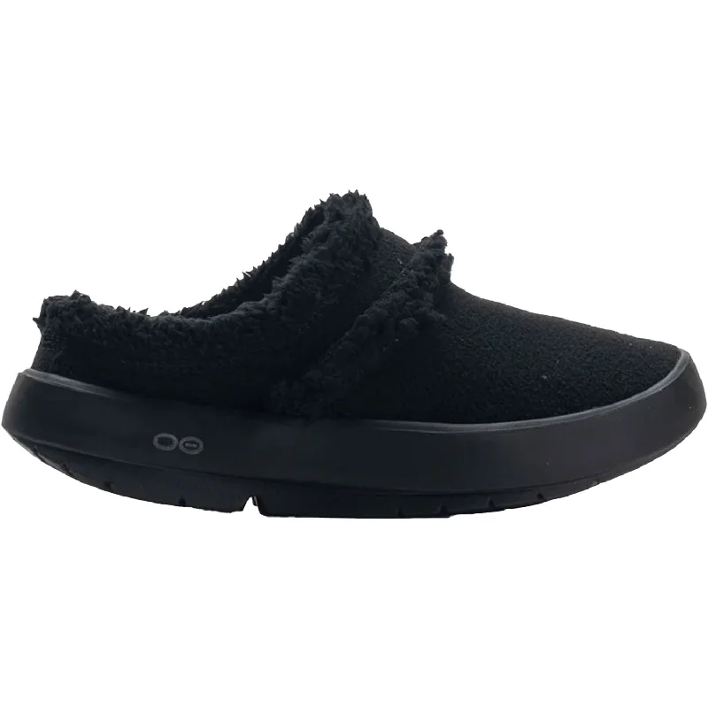 Men's Classic Shoes Women's OOFOS OOcoozie Mule Black Vegan Sherpa
