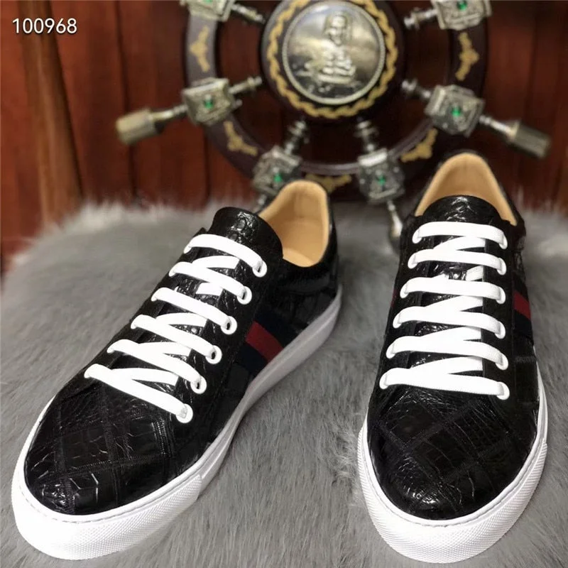 Men's Anti-Slip Shoes Men's Autumn Casual Authentic Crocodile Skin Leisure Vulcanized Shoes