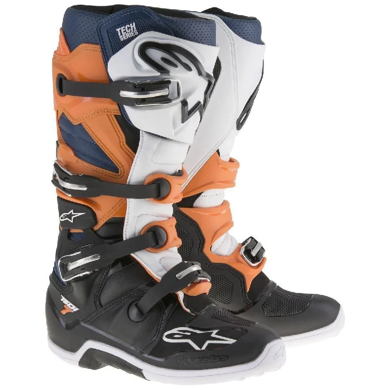 Men's Energy-Return Shoes Alpinestars Tech 7 Enduro Men's Black/Orange/Blue/White Motocross Boots