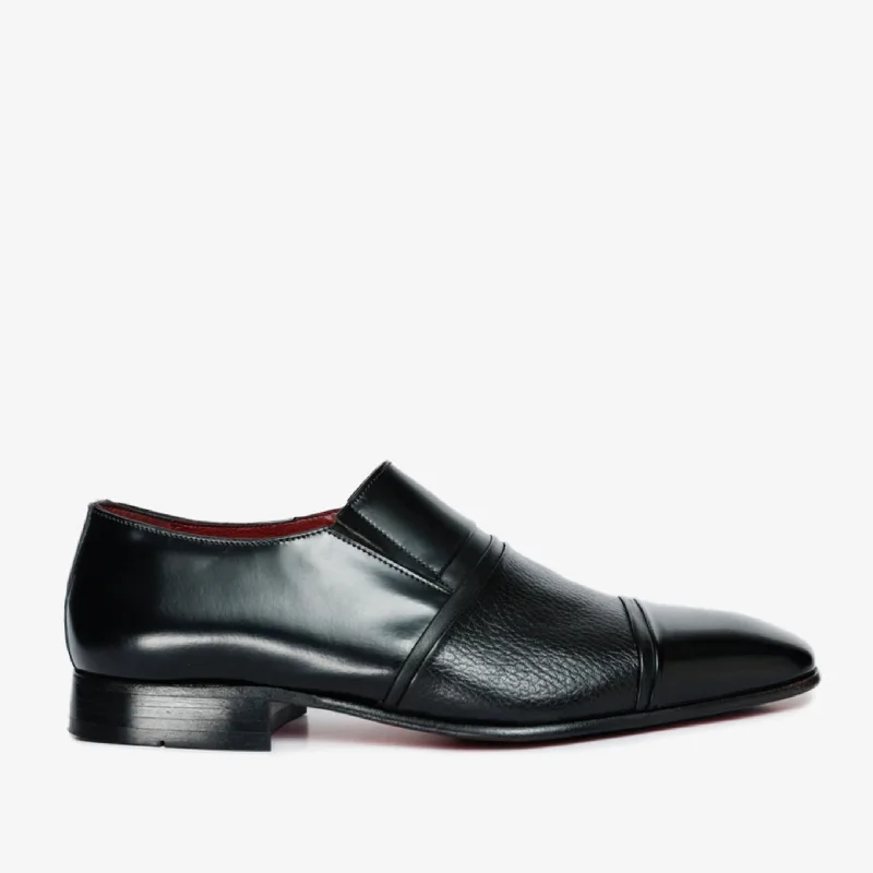 Last Chance To Grab High-Performance Shoes On Sale The Everest Black Leather Cap Toe Dress Loafer Men Shoe
