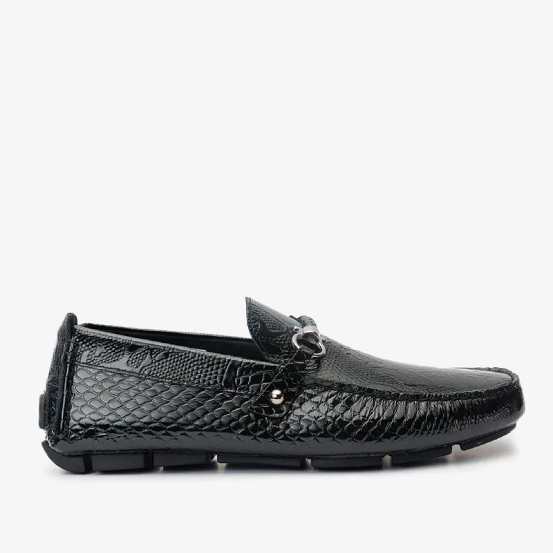 Men's Odor-Resistant Shoes The Bologna Black Leather Bit Drive Loafer Men Shoe