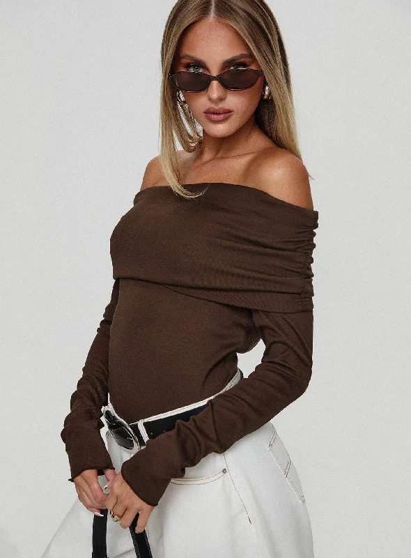 Women Apparel Spoilt Off The Shoulder Bodysuit Brown