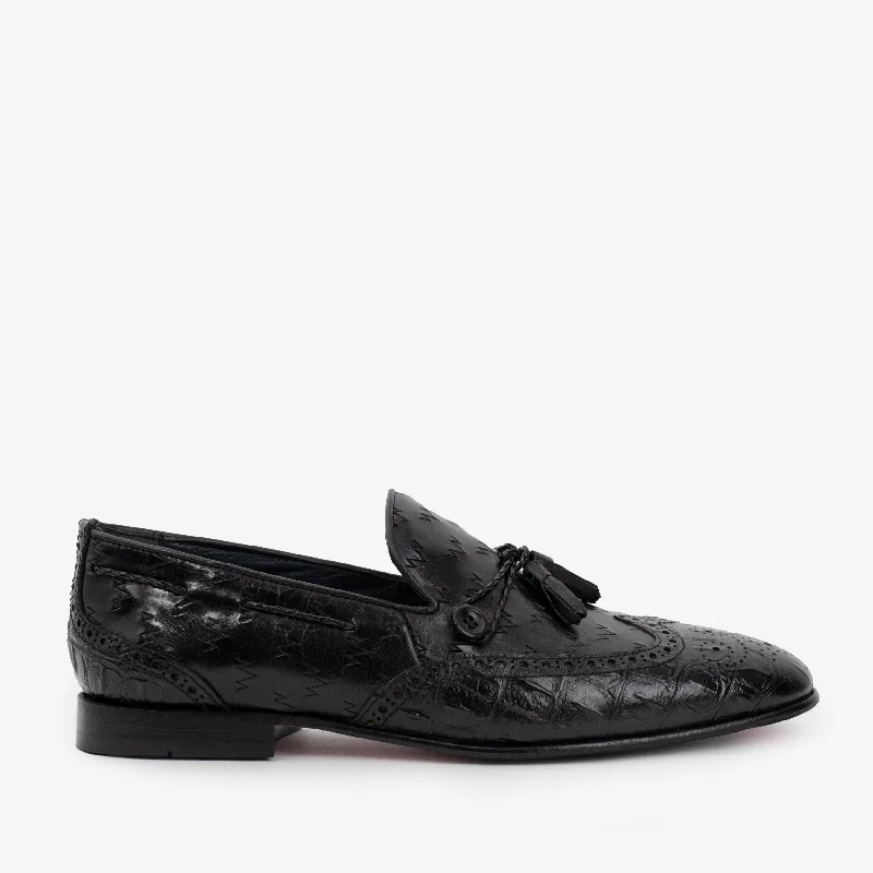Men's Lightweight Boots The Istanbul Black Leather Tassel Loafer Men Shoe