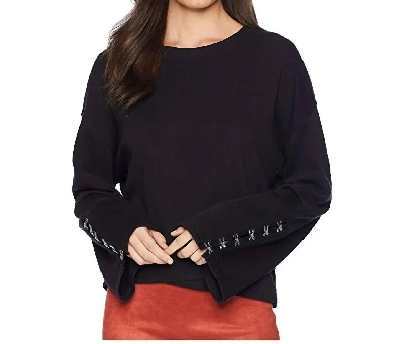 Affordable Women's Attire Khaleesi Bell Sleeve Sweatshirt In Black