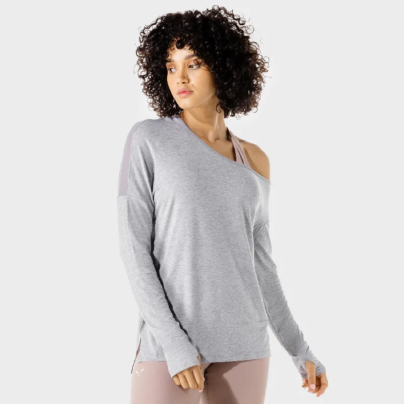 Women's Luxury Apparel Women's Fitness - Asymmetric Top - Grey Marl