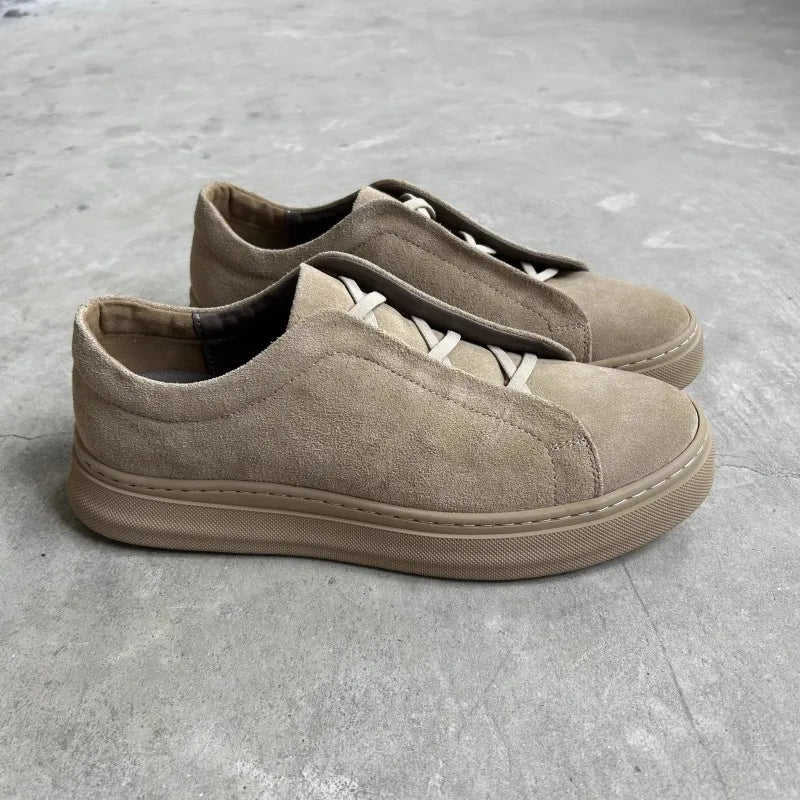 Men's All-Season Shoes Men's Vintage Cow Suede Leather Slip-on Flat Platform Casual Shoes