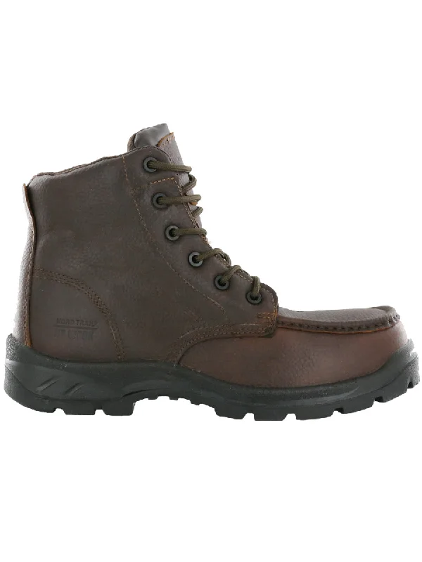 Men's Soft Shoes NT Work Men's Georgia Dark Brown Composite Toe Leather Moccasin Work Boot