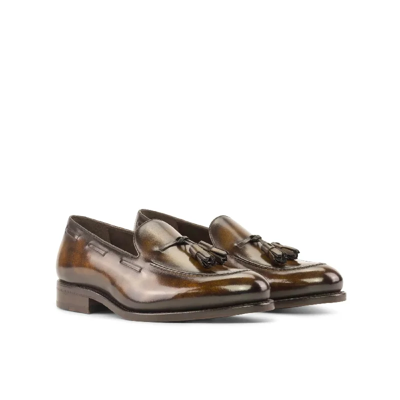 Men's Flexible Sole Boots DapperFam Luciano in Tobacco Men's Hand-Painted Patina Loafer Men's Flexible Sole Boots DapperFam Luciano in Tobacco Men's Hand-Painted Patina Loafer