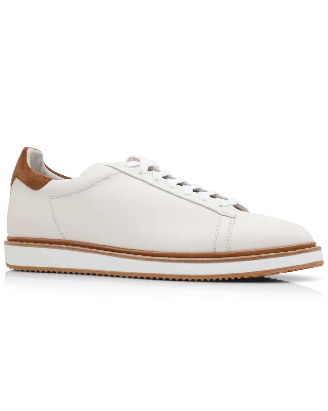 Men's Soft Shoes Leather Low Top Sneaker in Panama and Whiskey