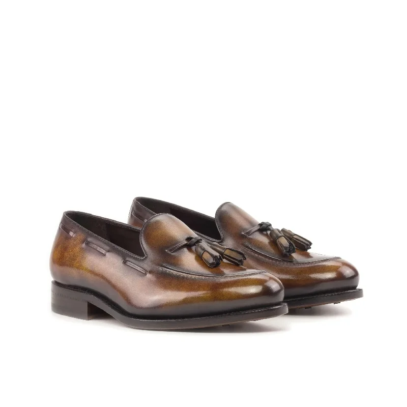 Men's High-Quality Shoes DapperFam Luciano in Fire Men's Hand-Painted Patina Loafer Men's High-Quality Shoes DapperFam Luciano in Fire Men's Hand-Painted Patina Loafer