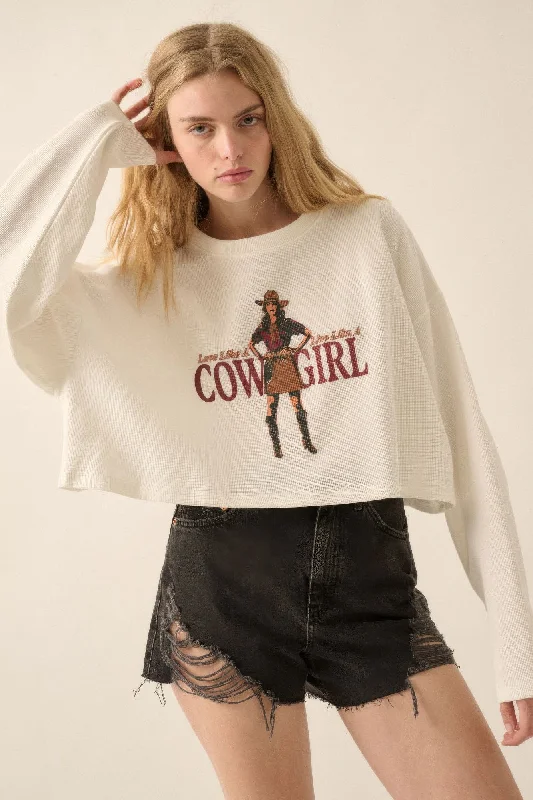 Affordable Luxury Women's Apparel Love like a cowgirl thermal graphic sweatshirt