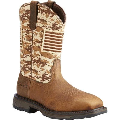 Men's Casual Boots Ariat Boots: Men's Workhog 10023100 Pull On Patriot Work Boots