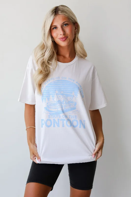 Clothing For Women FINAL SALE - What Happens On The Pontoon Stays On The Pontoon Graphic Tee