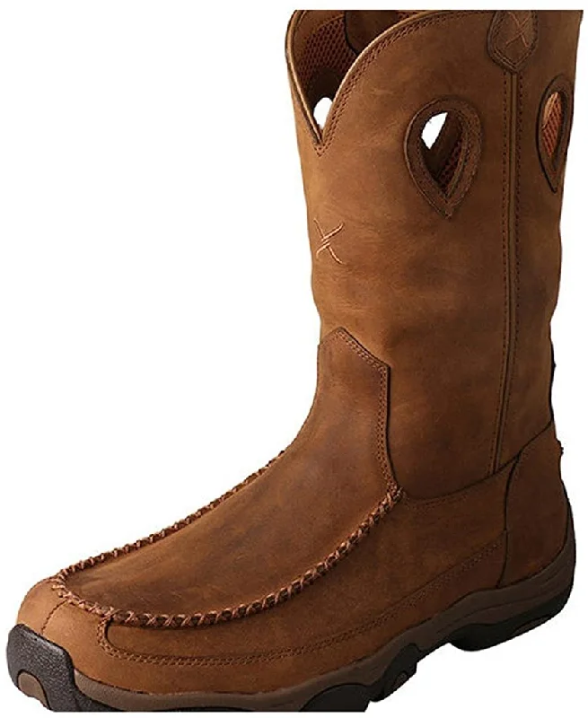 Men's Waterproof Shoes Twisted X Men's 11" Pull-On Hiker Boot, Distressed Saddle/Saddle, 13(W)
