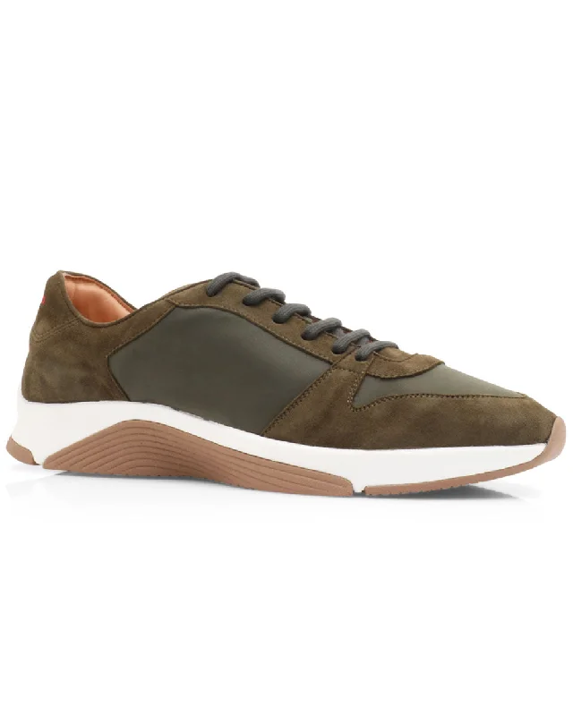 Men's Cushioned Boots Nylon and Suede Sneaker in Olive
