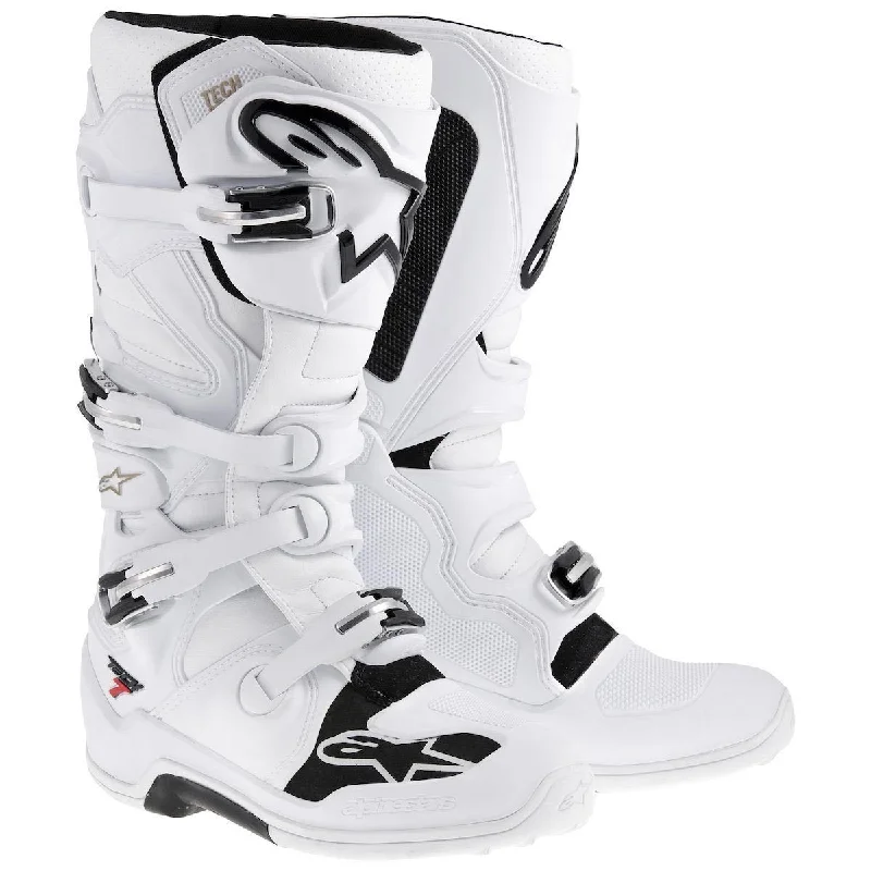 Men's Flexible Sole Shoes Alpinestars Tech 7 Men's White Motocross Boots