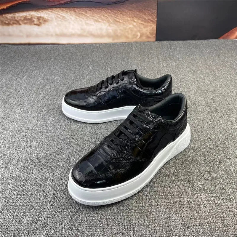 Limited-Time Shoe Discounts On Top Brands Men's Classic Black Color Genuine Leather Lace-up Casual Shoes