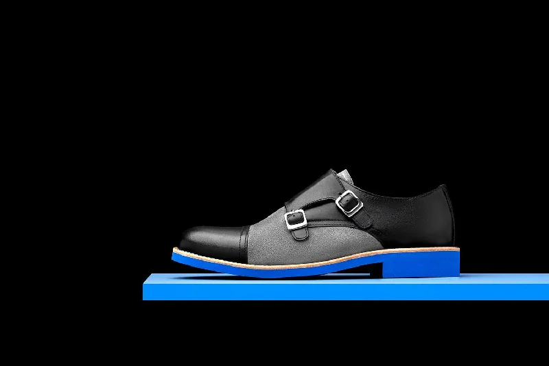 Weekend Special Offer On Sports Shoes Mens Black & Blue Leather Double Monk Strap Dress Shoes Weekend Special Offer On Sports Shoes Mens Black & Blue Leather Double Monk Strap Dress Shoes
