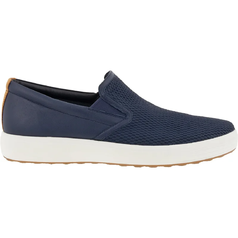 Men's Stylish Shoes Men's Ecco Soft 7 Slip On 2.0 Marine/Lion Leather