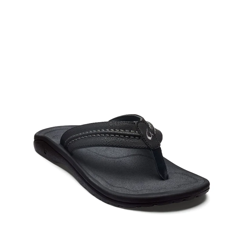 Men's Handcrafted Shoes Men's Shoes OluKai HOKUA Water Resistant Flip Flop Sandals 10161-4042 BLACK Men's Handcrafted Shoes Men's Shoes OluKai HOKUA Water Resistant Flip Flop Sandals 10161-4042 BLACK