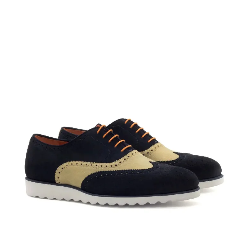 Buy More, Save More On Stylish Shoes DapperFam Aeron in Navy / Sand Men's Lux Suede Full Brogue Buy More, Save More On Stylish Shoes DapperFam Aeron in Navy / Sand Men's Lux Suede Full Brogue