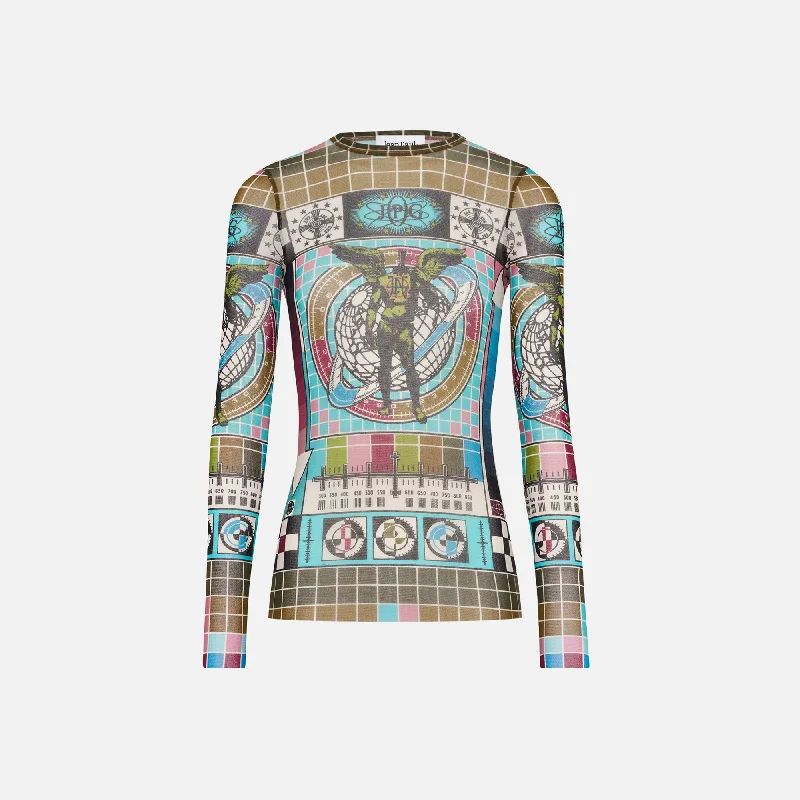 Women's Vacation Garments Jean Paul Gaultier Mesh Long Sleeve Top - Printed Mire