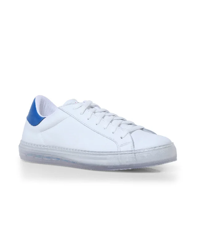 Sleek And Modern Shoes Leather Sneaker with Clear Sole in Electric Blue