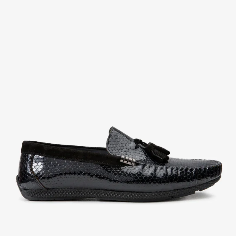 Men's Cozy Boots The Cordova Black Patent Leather Tassel Loafer Men Shoe