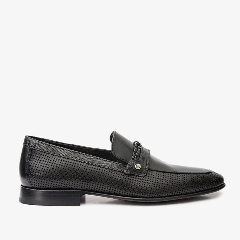 Men's Sporty Shoes The Acerra Black Leather Loafer Men Shoe