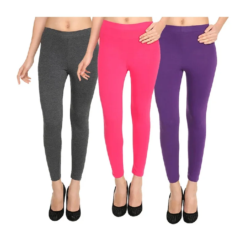 Premium Fashion HiFlyers Women Ankle Length Leggings Pack Of 3