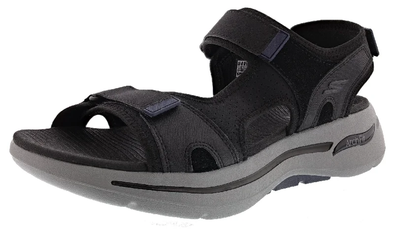 Men's Anti-Slip Shoes Skechers Men's Go Walk Arch Fit Sandal Mission Hook & Loop Strap Sandals