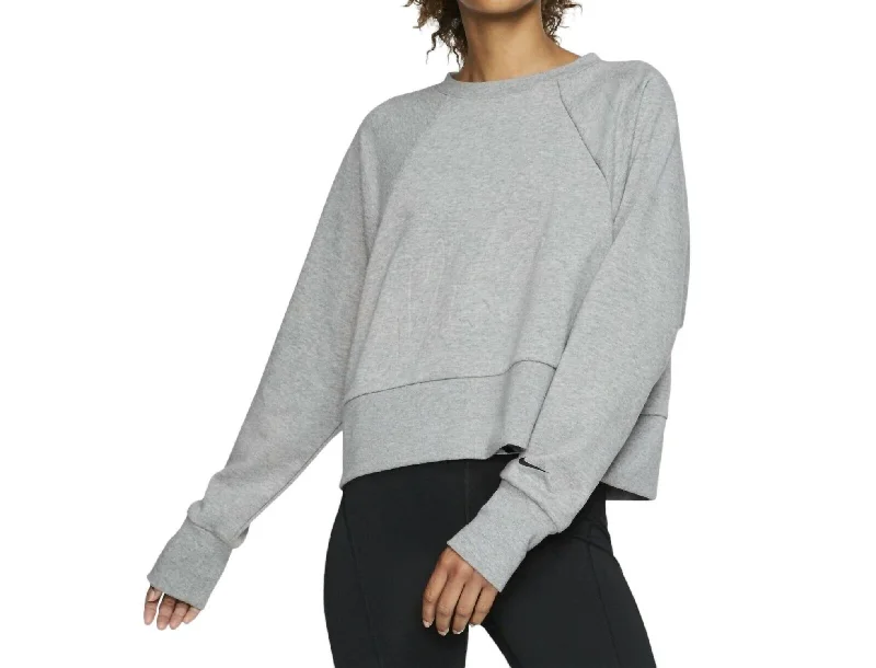 Women's Occasion Wear Apparel Dri-Fit Get Fit Fleece Training Crew Sweatshirt In Gray