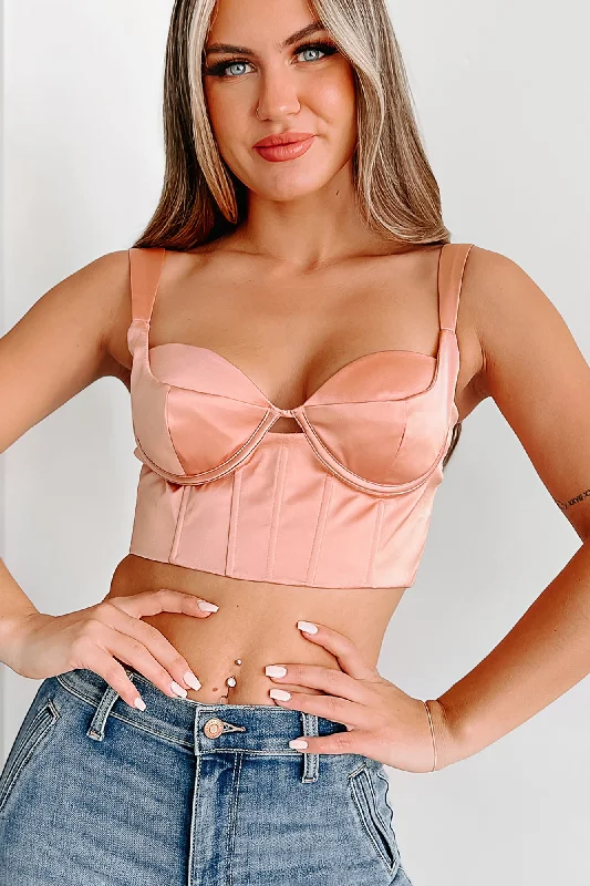 Bold Prints Casual Chic Refresh Your Memory Satin Bustier Crop Top (Mauve)