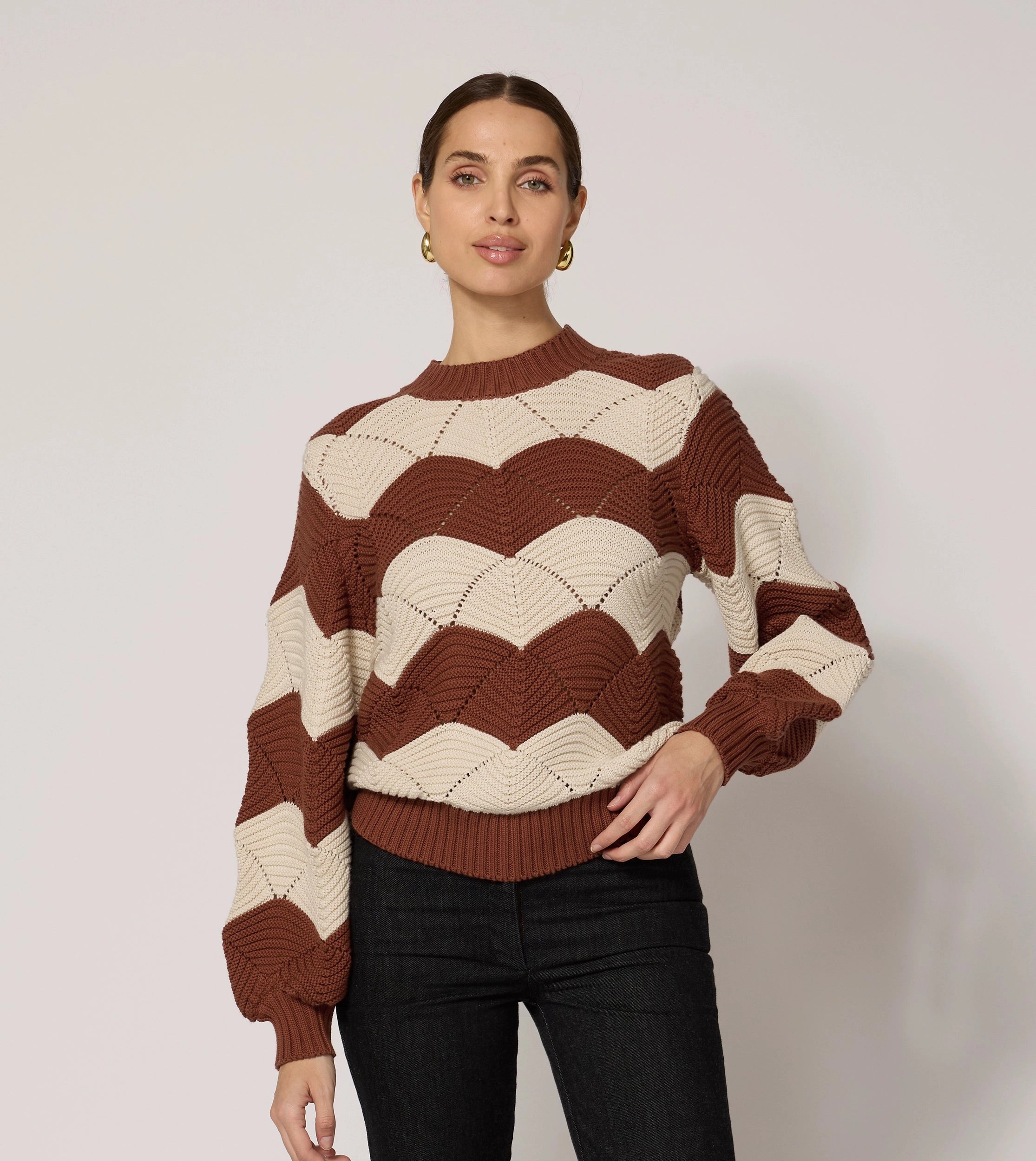 Affordable Women's Outfit Kori Sweater | Terracotta /Ivory