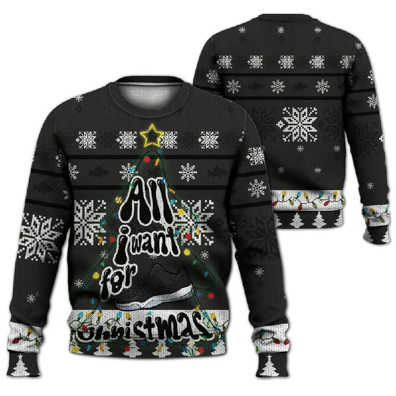 Easygoing Women's Style Low Space Jamz 11s NastyJamz Ugly Sweater Match Xmas All I Want All-Over Print