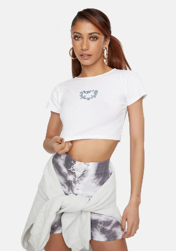 Stylish Women's Clothes for Work and Play White Rose Chain Tindy Crop Top