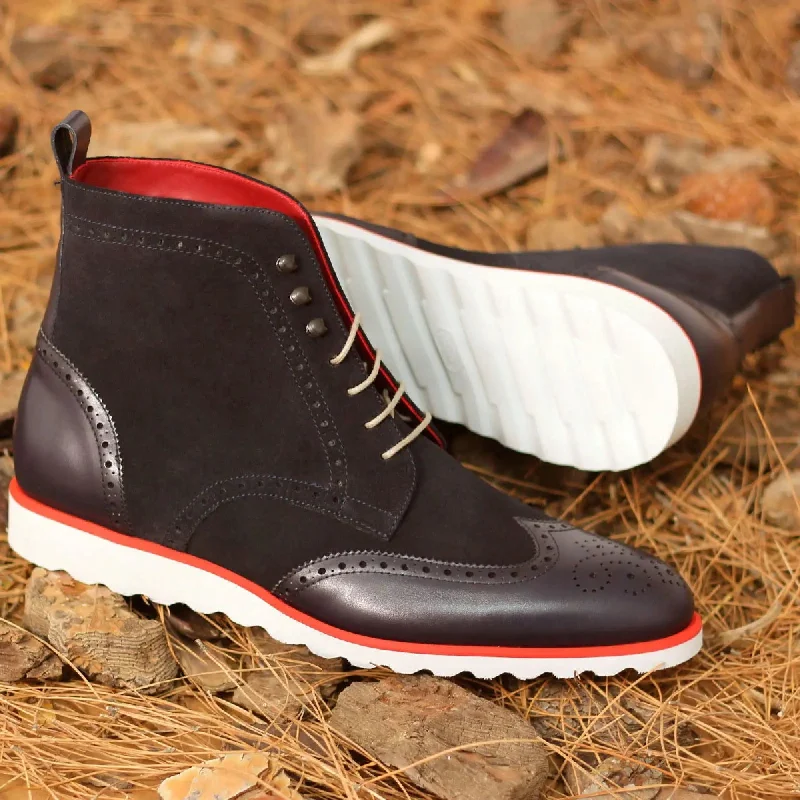 Early Access To Discounted Designer Shoes DapperFam Valiant in Black / Dark Brown Men's Italian Leather & Lux Suede Military Brogue Early Access To Discounted Designer Shoes DapperFam Valiant in Black / Dark Brown Men's Italian Leather & Lux Suede Military Brogue
