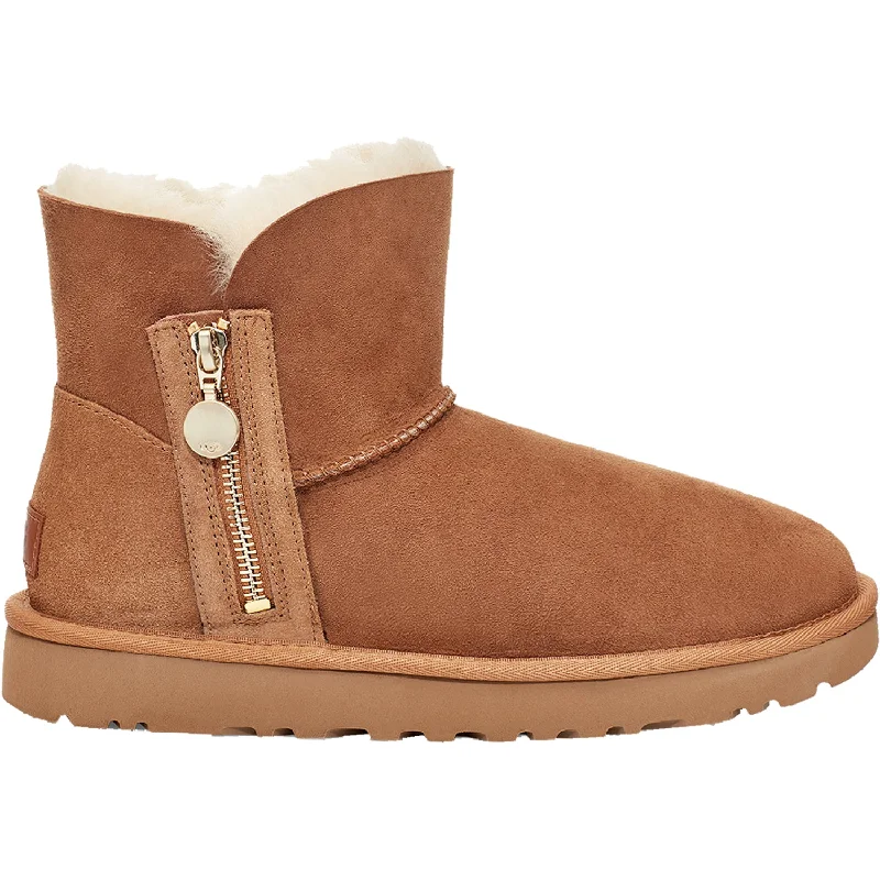 Men's Odor-Resistant Boots Women's UGG Bailey Zip Mini Chestnut Sheepskin