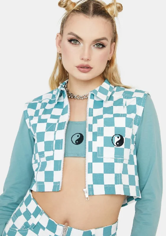 Evening Looks Teal Molly Check Vest