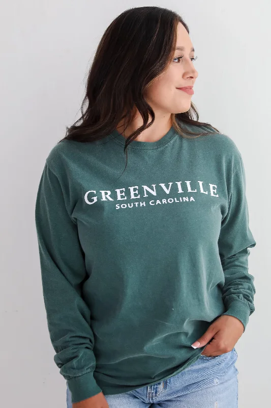 Affordable Women's Apparel Dark Green Greenville South Carolina Long Sleeve Tee