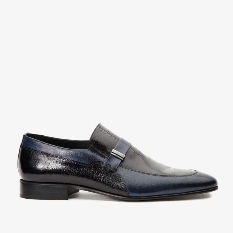 Limited-Time Shoe Discounts On Top Brands The Kazablanka Navy Leather Bit Loafer Men  Shoe