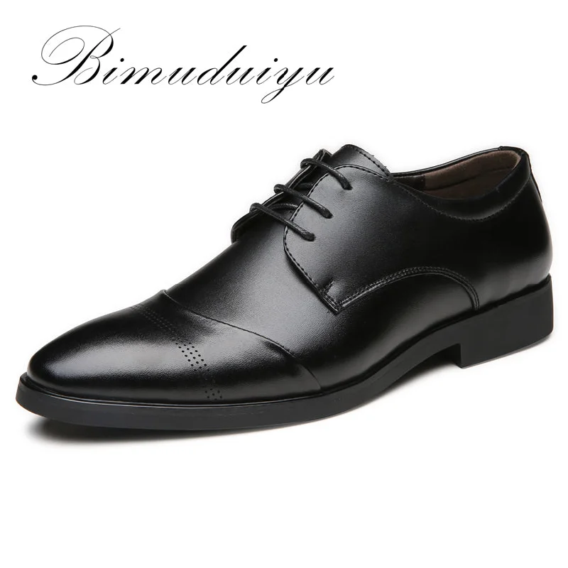 Men's Waterproof Shoes BIMUDUIYU 38-47 High Quality Leather Dress Shoes Tide Pointed England Style Business Wedding Formal Flats Black Shoes For Men Men's Waterproof Shoes BIMUDUIYU 38-47 High Quality Leather Dress Shoes Tide Pointed England Style Business Wedding Formal Flats Black Shoes For Men