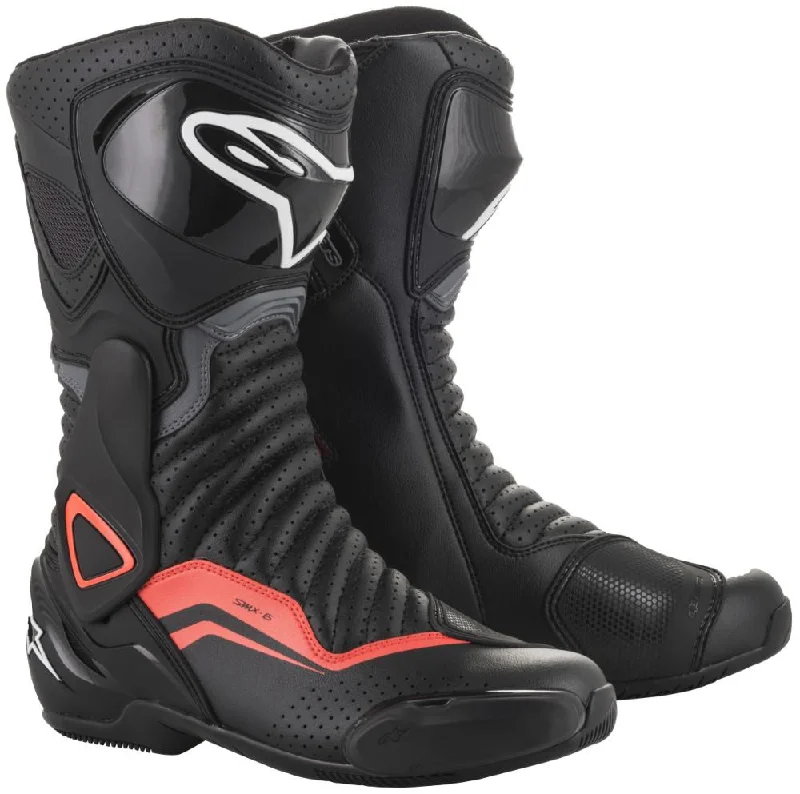 Men's Supportive Shoes Alpinestars Men’s SMX-6 v2 Vented Black, Grey and Fluorescent Red Boots