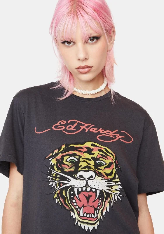 Women's Work Outfit Tiger Head Graphic Tee