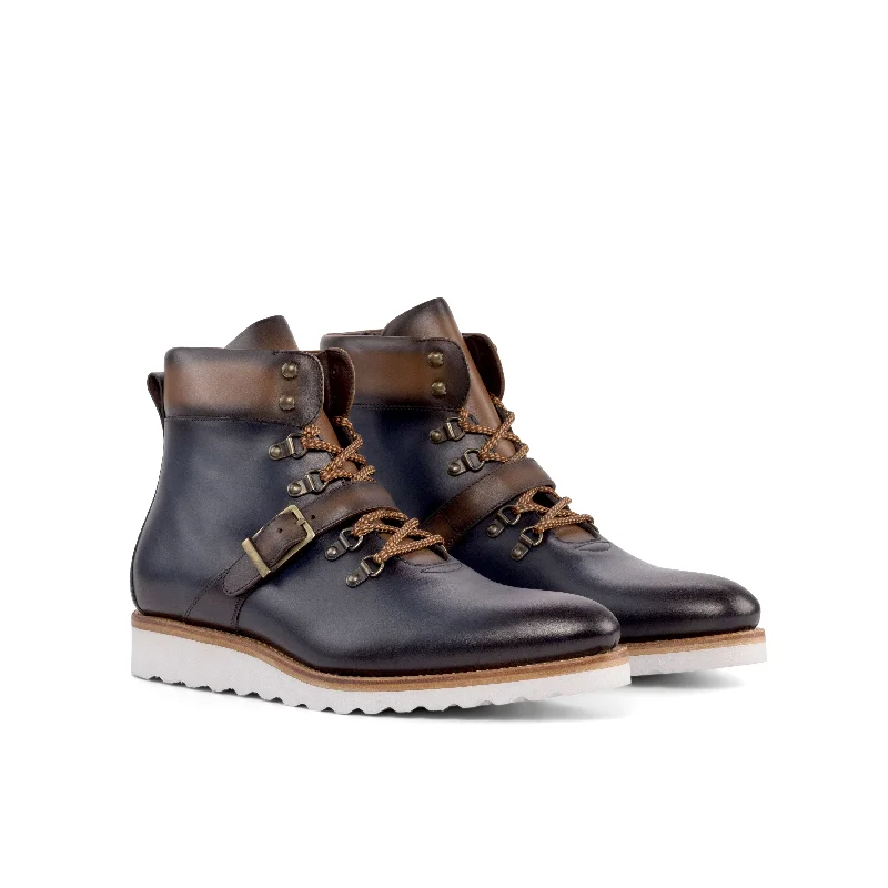 Men's Fashionable Shoes DapperFam Everest in Navy / Dark Brown / Med Brown Men's Italian Leather Hiking Boot Men's Fashionable Shoes DapperFam Everest in Navy / Dark Brown / Med Brown Men's Italian Leather Hiking Boot